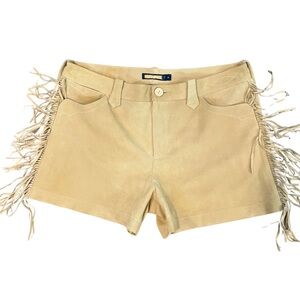 LIKE NEW RALPH LAUREN Beige Shannon Suede Fringe Shorts Size 14